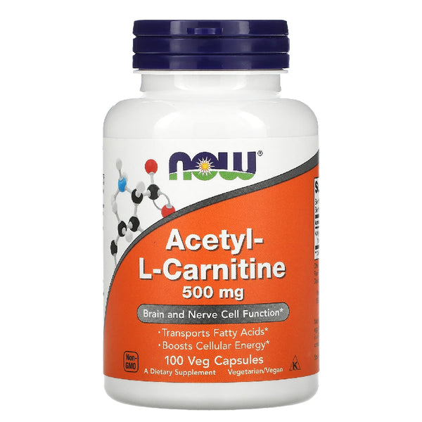 NOW Acetyl-L-Carnitine, 500 mg, 100 Veg Capsules