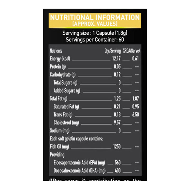 MuscleBlaze Fish Oil Gold Soft Gelatin Capsule (60 Capsules) - Halt