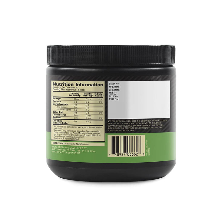 Optimum Nutrition (ON) Micronized Creatine Powder - 250 Gram, 83 Servings - Halt