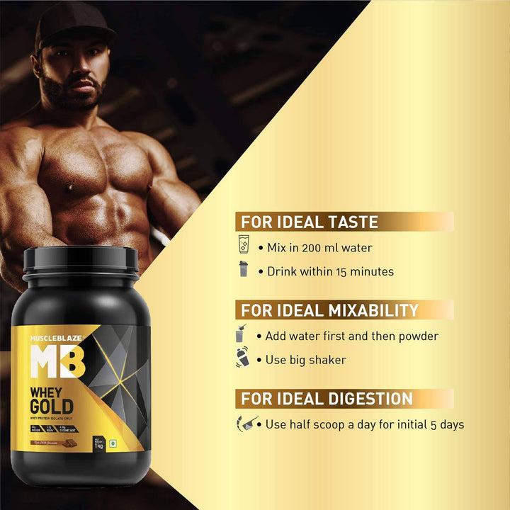 MuscleBlaze Whey Gold, 100% Whey Protein Isolate - Halt