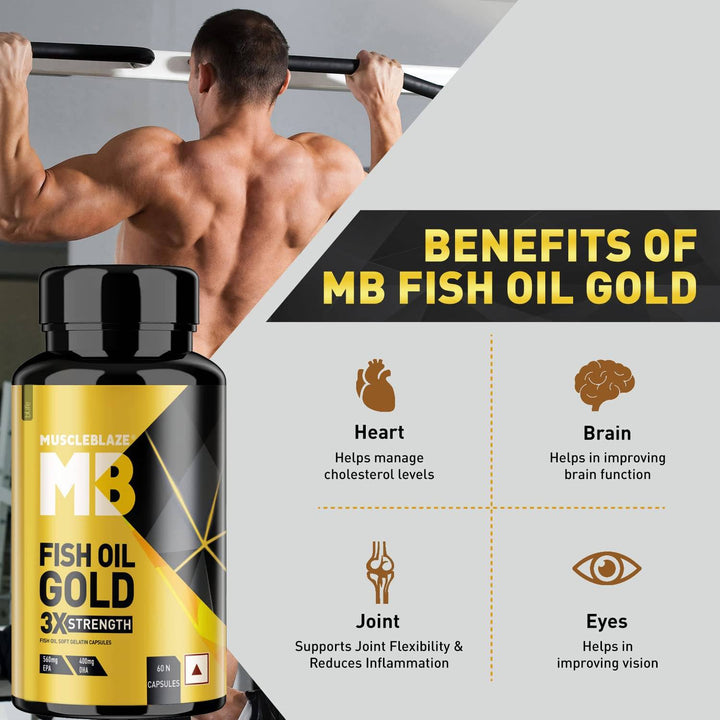 MuscleBlaze Fish Oil Gold Soft Gelatin Capsule (60 Capsules) - Halt