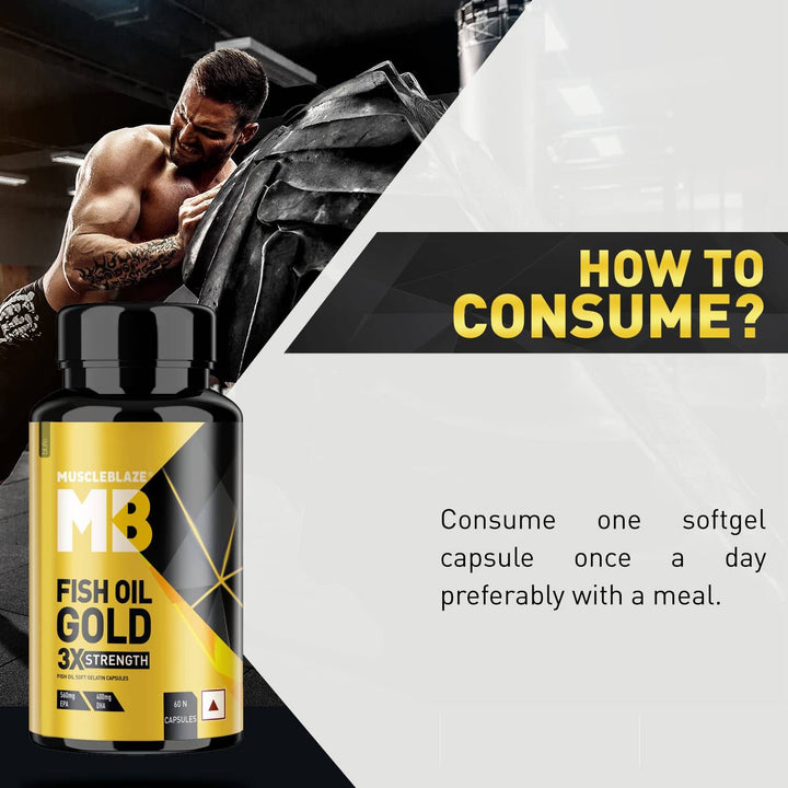 MuscleBlaze Fish Oil Gold Soft Gelatin Capsule (60 Capsules) - Halt