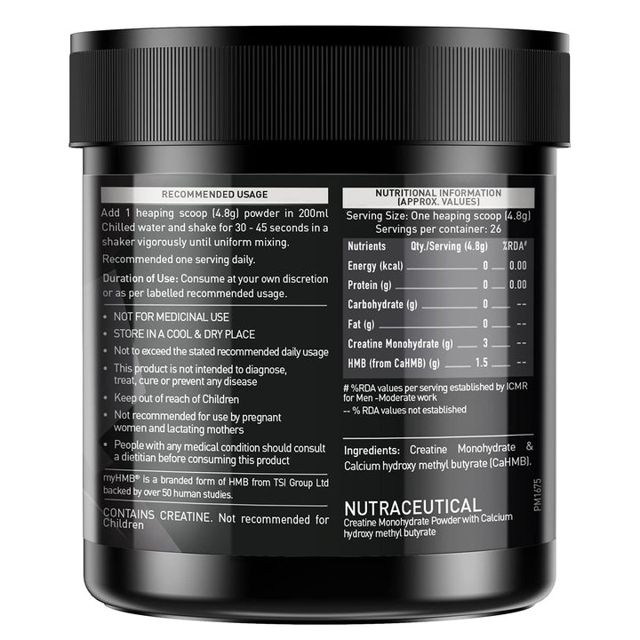 MuscleBlaze Creatine HMB Powder 125 gm (26 Servings) - Halt