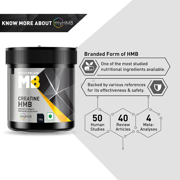 MuscleBlaze Creatine HMB Powder 125 gm (26 Servings) - Halt