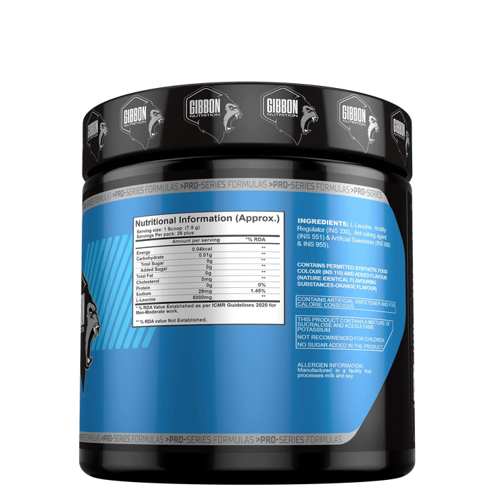 Gibbon Nutrition Pure L Leucine Powder (26 Servings) Orange Gibbon Nutrition