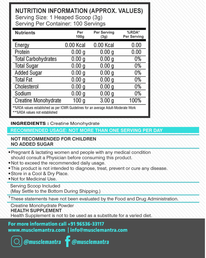 MUSCLE MANTRA CREATINE MONOHYDRATE - Halt