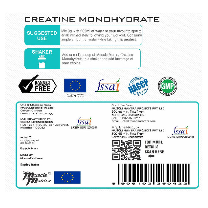 MUSCLE MANTRA CREATINE MONOHYDRATE - Halt