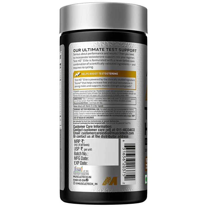MuscleTech Test HD Elite, 60 Veggie Capsules - Halt