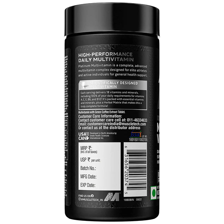 Muscletech Platinum MultiVitamin 60 Tablets (Indian) Muscletech