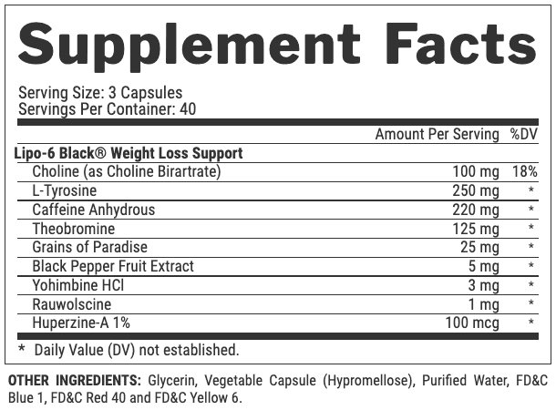 NUTREX RESEARCH LIPO-6 BLACK Extreme Potency Fat Burner (120 Black-Caps) - Halt