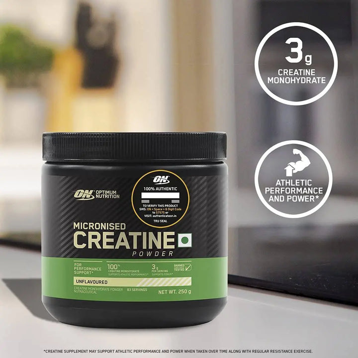 Optimum Nutrition (ON) Micronized Creatine Powder - 250 Gram, 83 Servings - Halt