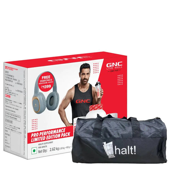 Pro Performance Limited Edition Pack with Whey Protein & Pre-Workout  & EAA & Free Headphone + Gym Bag Combo - Halt