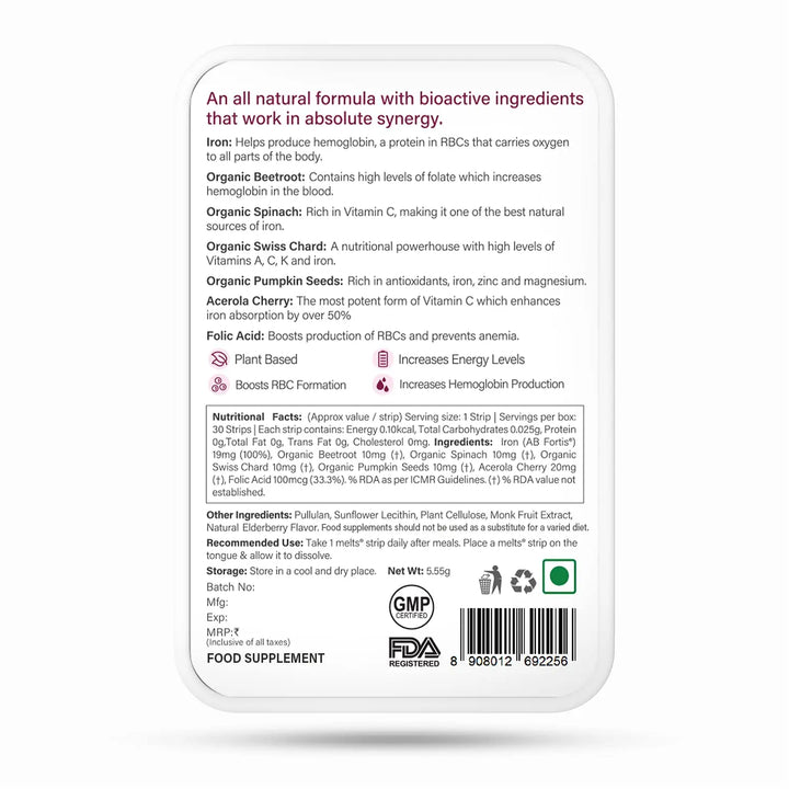 Wellbeing Nutrition Melts Nano Iron (30 Oral Strips) - Halt