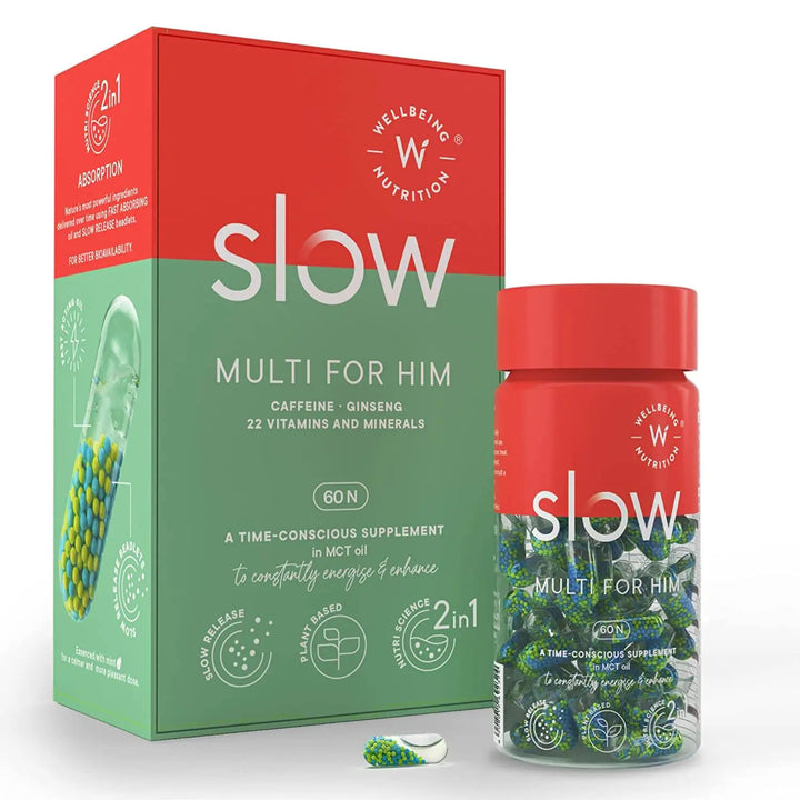 Wellbeing Nutrition Slow Multi For Him (Multivitamin for Men) 60 Capsules - Halt