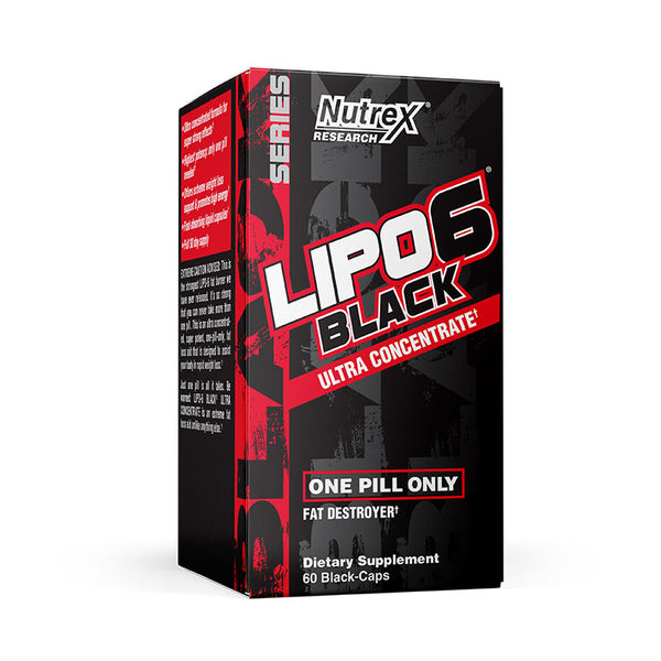 NUTREX RESEARCH LIPO-6 BLACK Ultra Concentrate One Pill Only Fat Burner (60 Black-Caps) - Halt