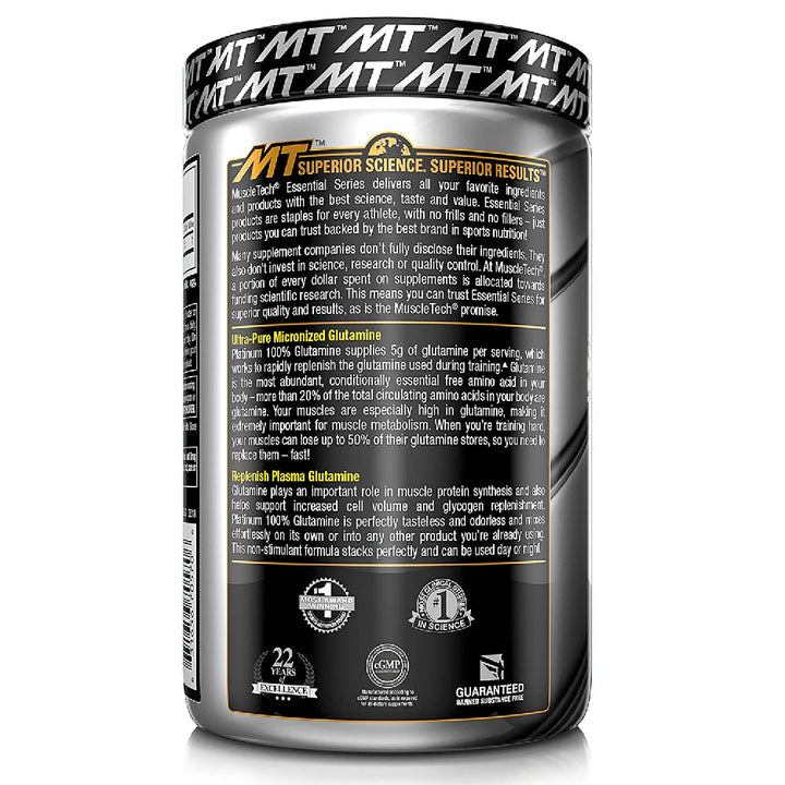 Muscletech Essential Series Platinum 100% Glutamine| ultra-pure Glutamine, 300g - Halt