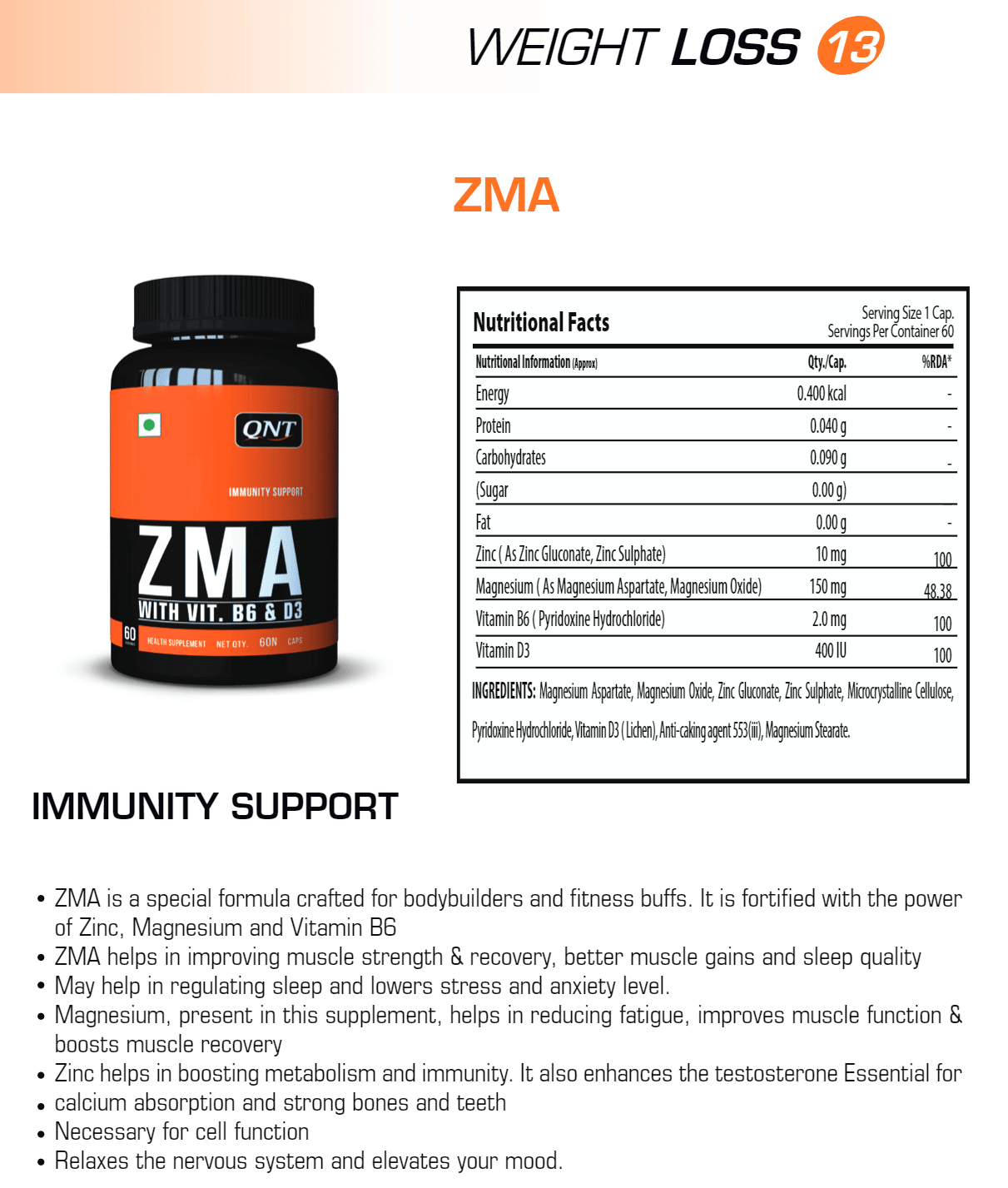 QNT ZMA Sports Recovery , 60 Capsules