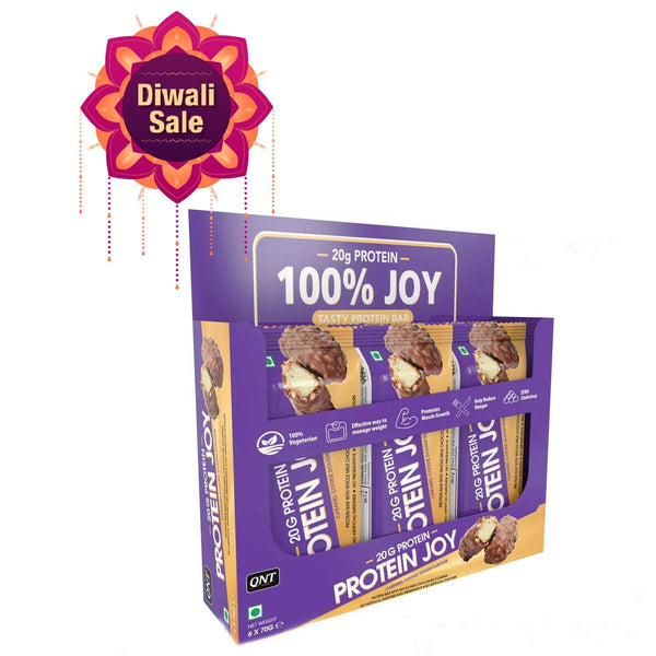 QNT Protein Joy 20g Protein Bar 100% Vegetarian 6 x 70g Bars (420g Pack)