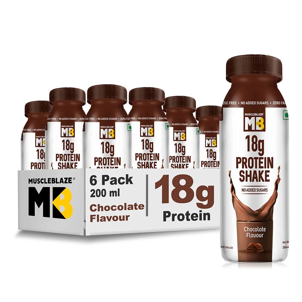 MuscleBlaze 18g Protein Shake (No Added Sugar), 6 Piece(s)/Pack (Exp 07/23)